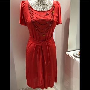 Red dress with short sleeves - made in Italy